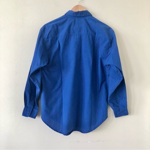 DVF Diane Von Furstenburg Bright Blue Button Down Collared Shirt Size Medium - Picture 6 of 6